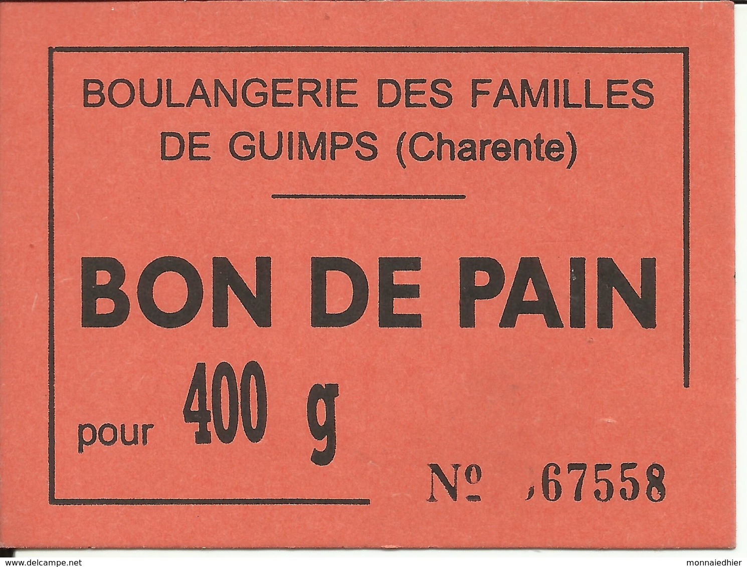 LOT De 4 BONS De PAIN , Boulangerie Des Familles De GUIMPS ( Charente , 16 ) , Voir Scans - Bons & Nécessité