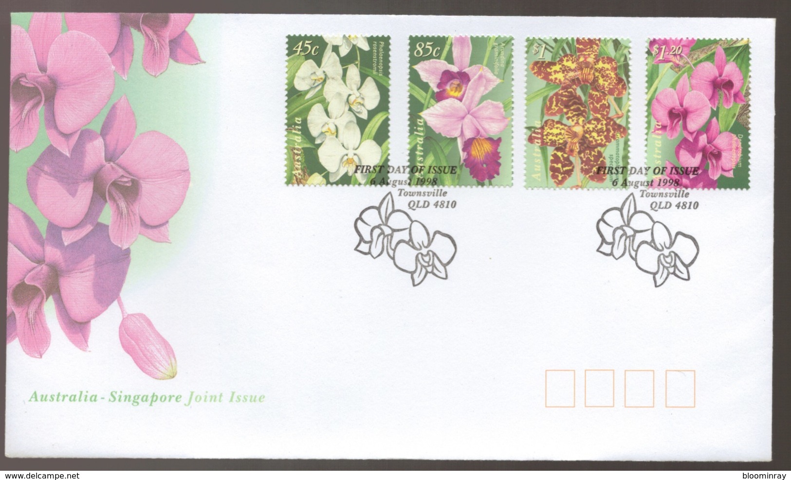 1998 Australia Singapore Joint Issue ORCHIDS FDC - FDC