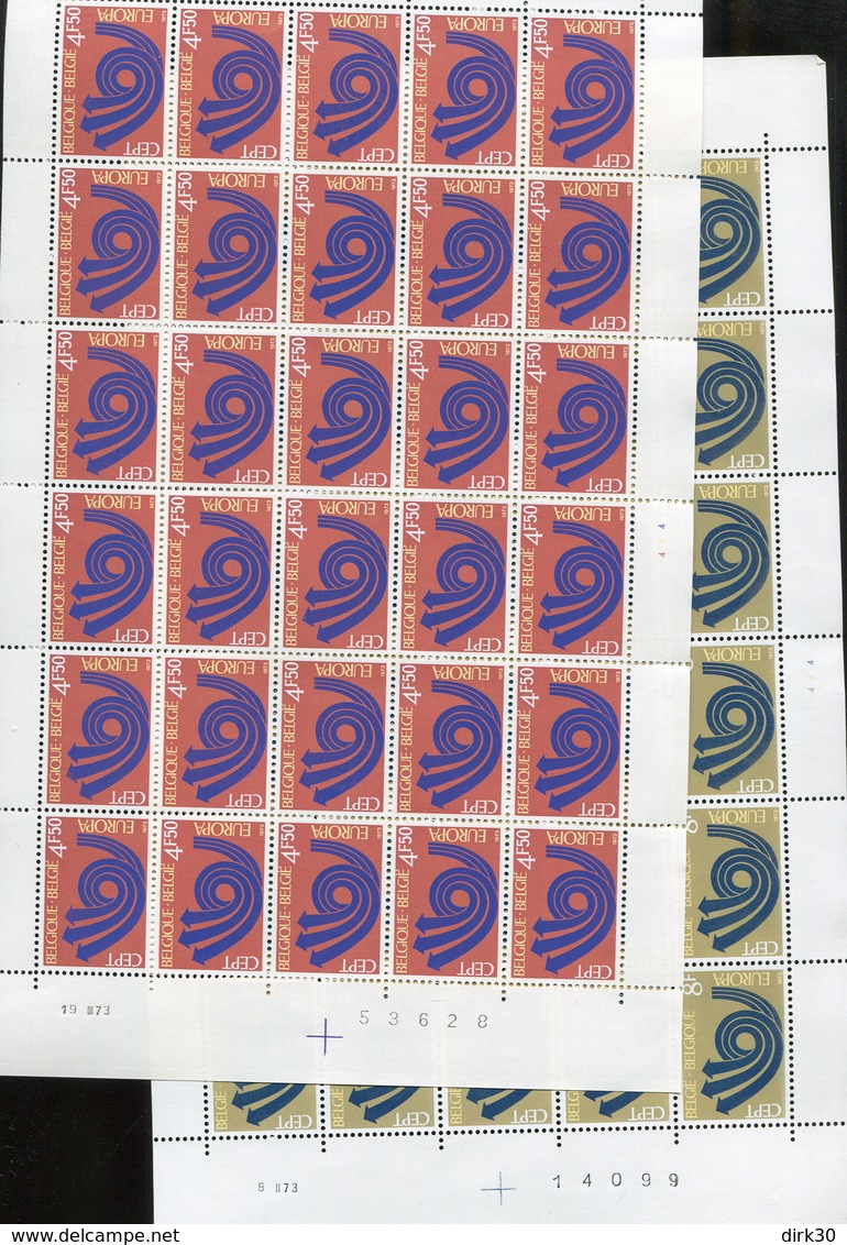 Belgie 1973 CEPT 1669/70 Arrow Volledig Vel MNH Plaatnummer  4-4 - Non Classés