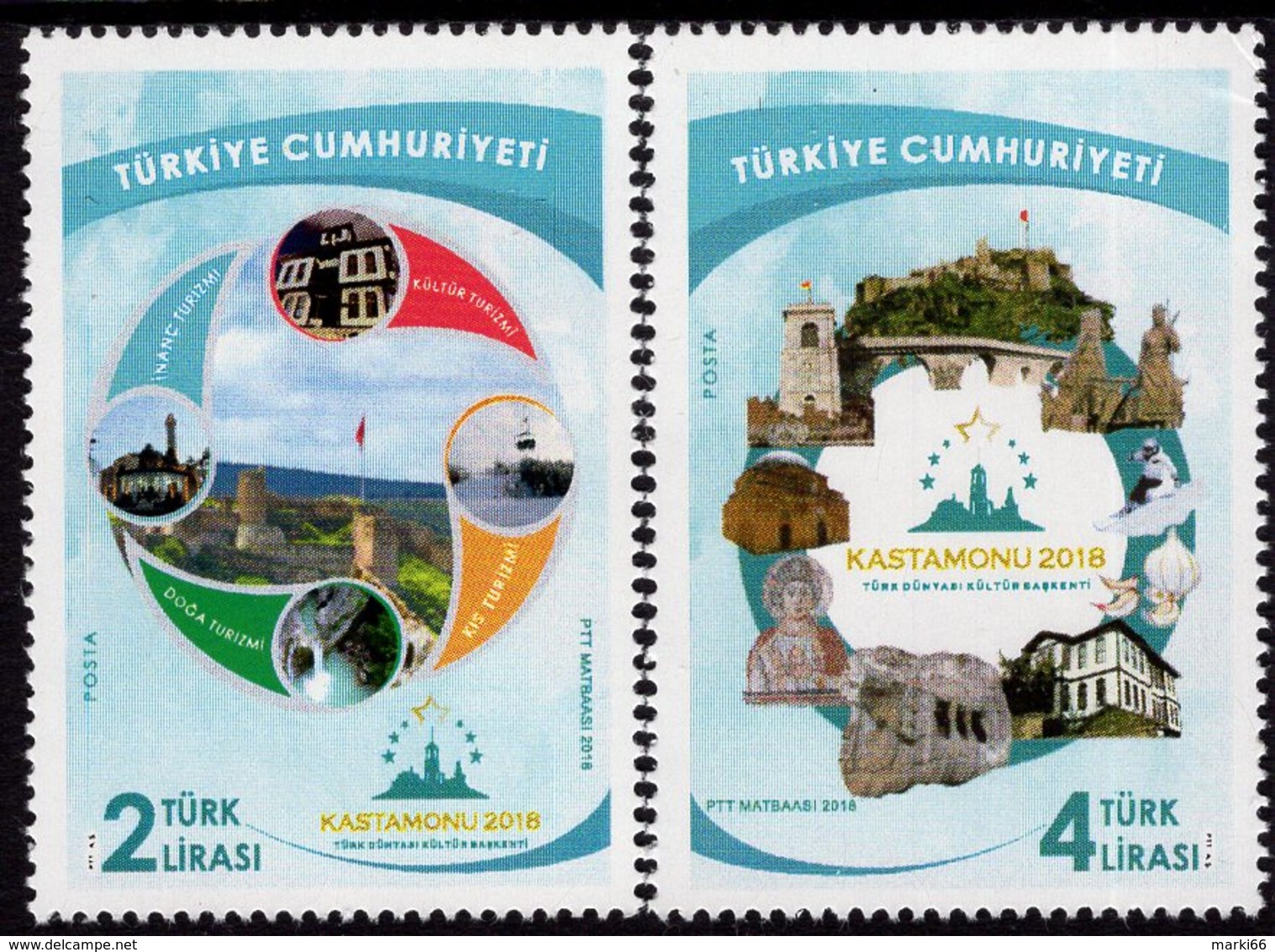 Turkey - 2018 - Castamonu - Cultural Capital Of Turkish World - Mint Stamp Set - Neufs