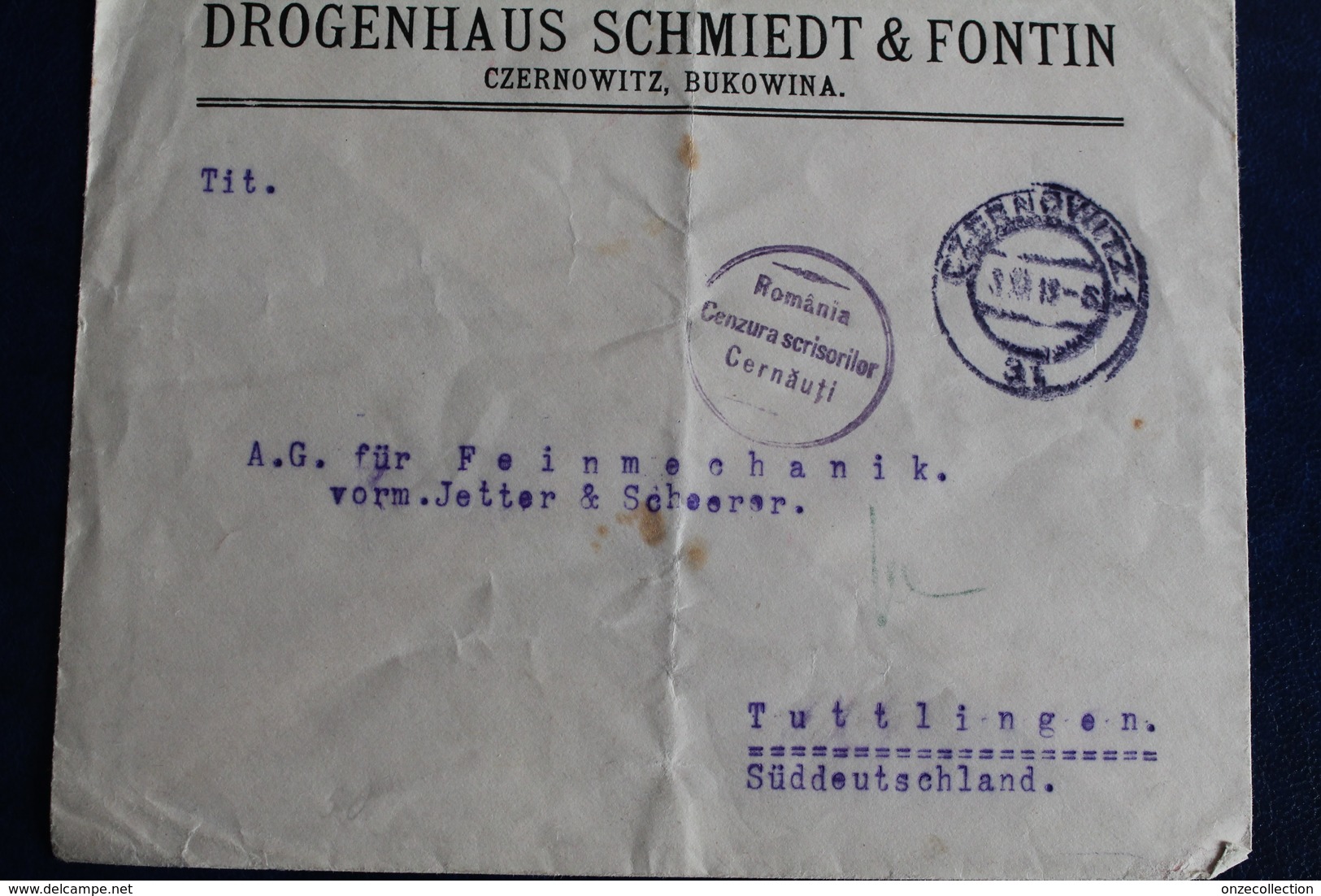 1919        LETTRE  POUR  TUTTLINGEN  EN  ALLEMAGNE    AVEC  CACHET  DE  CENSURE  MILITAIRE  EN  VIOLET    3  PHOTOS - Poststempel (Marcophilie)