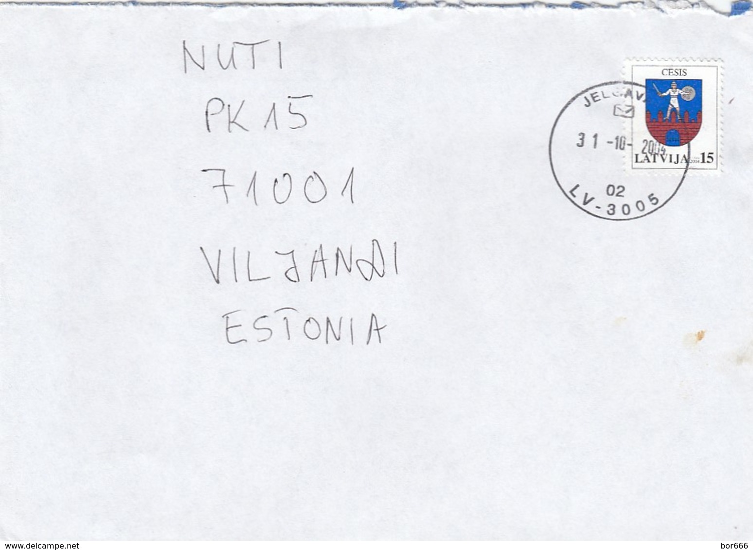 GOOD LATVIA Postal Cover To ESTONIA 2004 - Good Stamped: Coat Of Arms - Lettonie