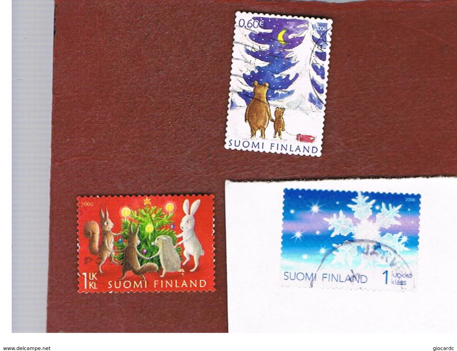 FINLANDIA (FINLAND) -  MI 1938.1940  -  2008 CHRISTMAS: COMPLET SET OF 3 (1 IS TRANSPARENT)     -       USED ° - Usati