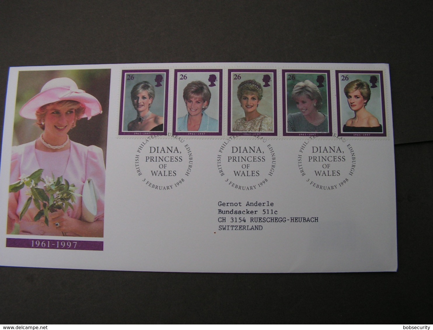 GB FDC 1998  1729-1733 Diana - 2001-2010 Dezimalausgaben