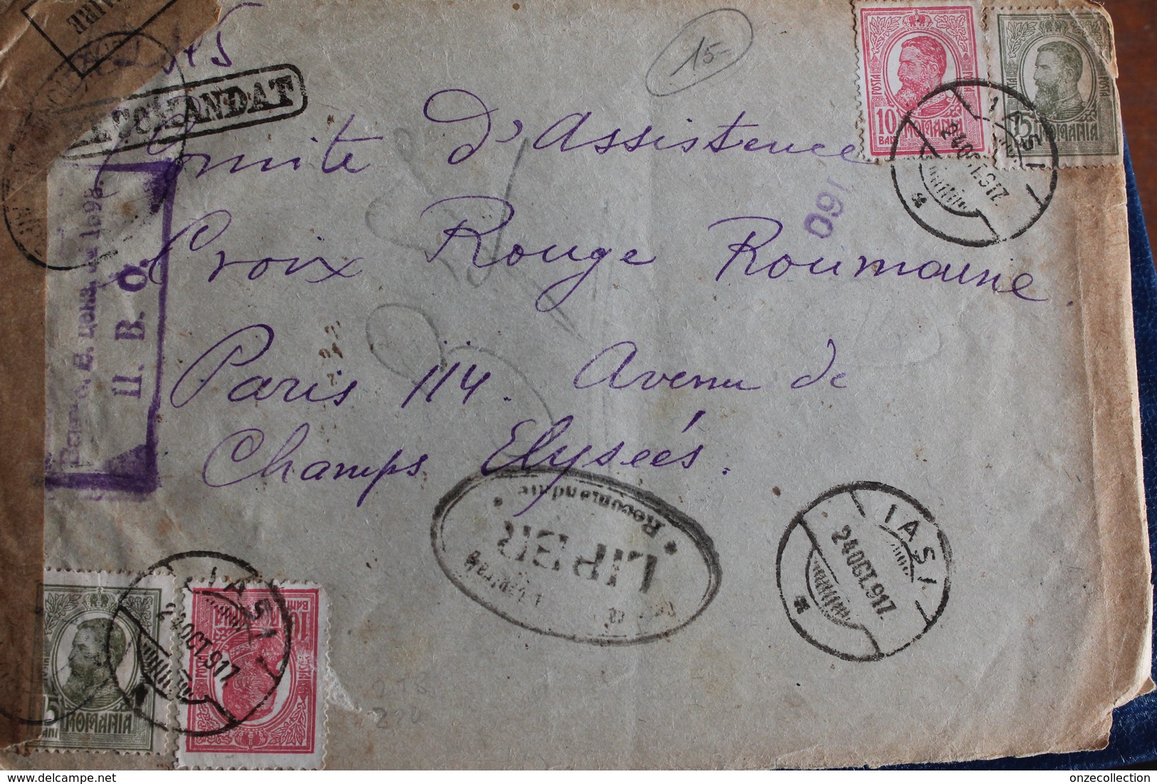 1917       LETTRE DE  ROUMANIE  POUR  PARIS     AVEC   CONTROLE MILITAIRE  POSTAL    FRANCE  ET  ROUMANIE    2  PHOTOS - 1. Weltkrieg 1914-1918