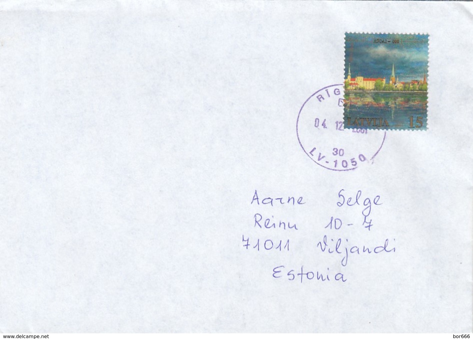 GOOD LATVIA Postal Cover To ESTONIA 2001 - Good Stamped: Riga Panorame - Lettonie