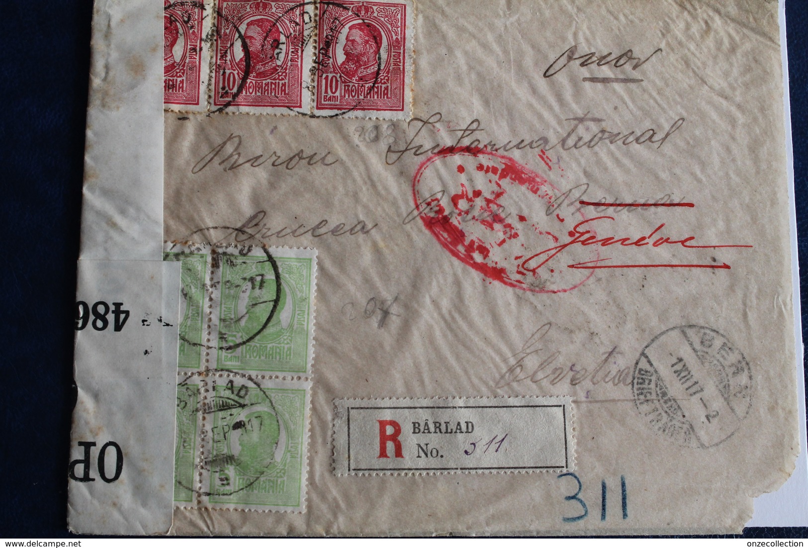 1917       LETTRE DE  ROUMANIE  POUR  GENEVE     AVEC   CONTROLE MILITAIRE  POSTAL       2  PHOTOS - Dokumente