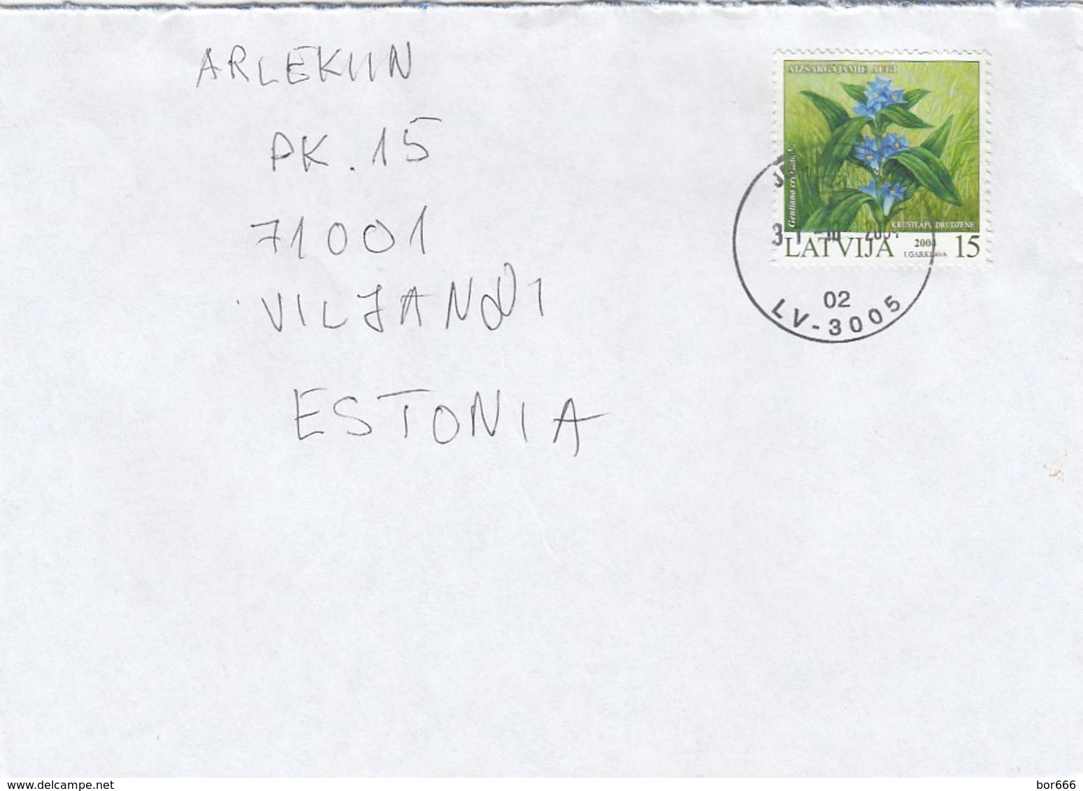 GOOD LATVIA Postal Cover To ESTONIA 2004 - Good Stamped: Flower - Lettonie