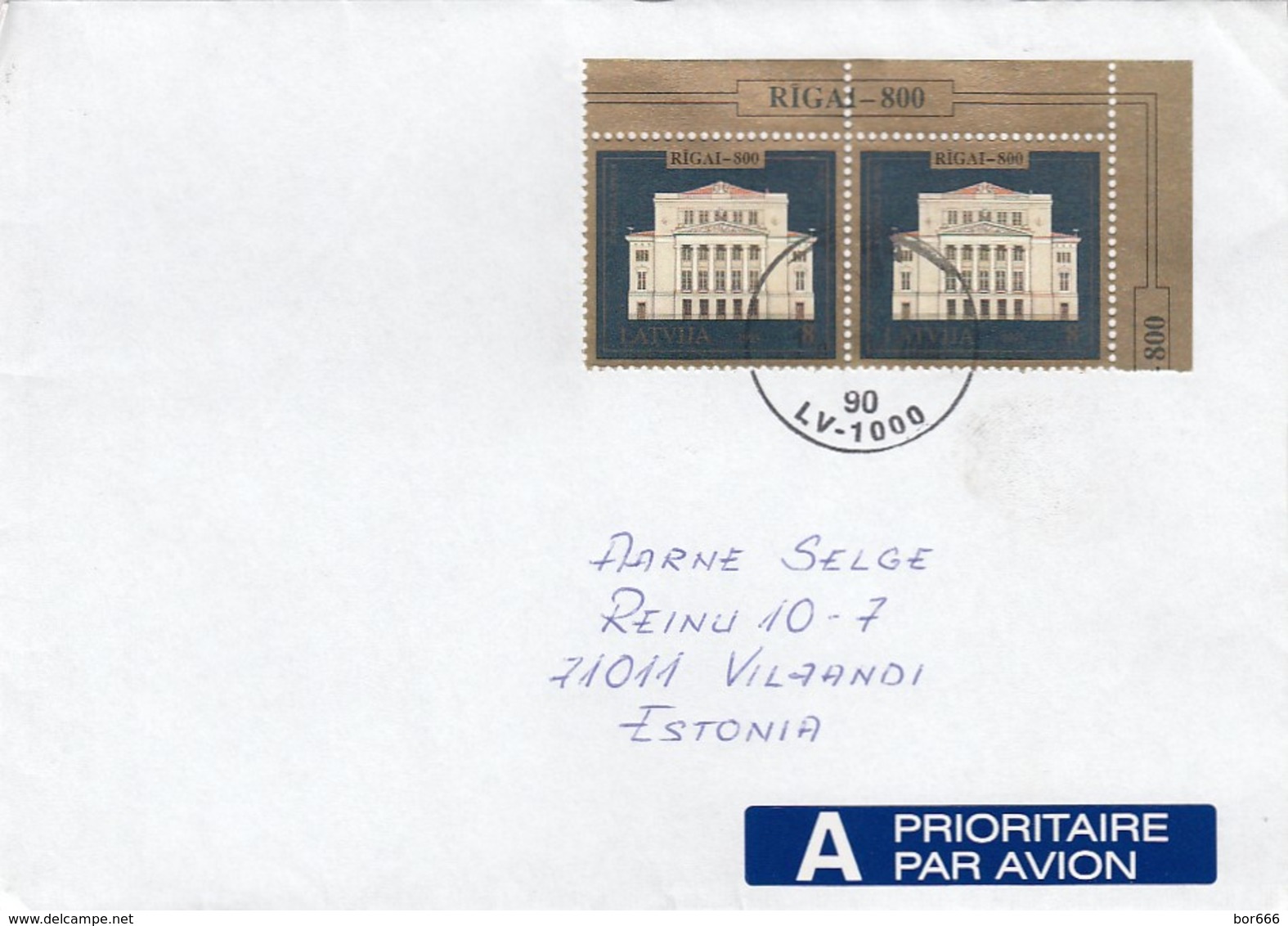 GOOD LATVIA Postal Cover To ESTONIA 2005 - Good Stamped: National Opera - Lettonie