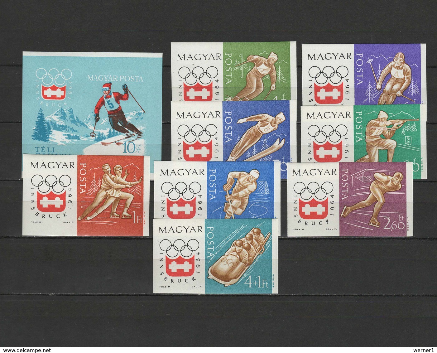 Hungary 1963/1964 Olympic Games Innsbruck Set Of 8 + S/s Imperf. MNH -scarce- - Winter 1964: Innsbruck