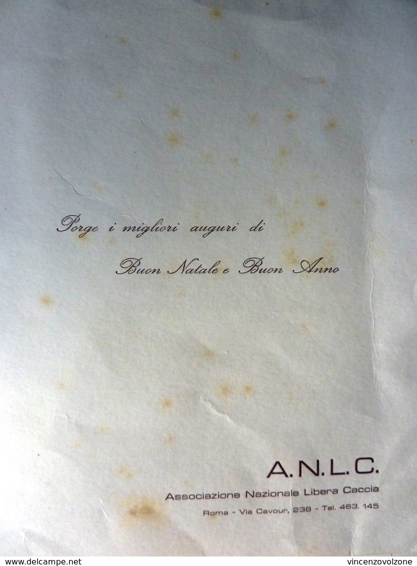 Biglietto Auguri "A.N.L.C.  Associazione Nazionale Libera Caccia, Roma" Anni '60 - Cartoncini Da Visita