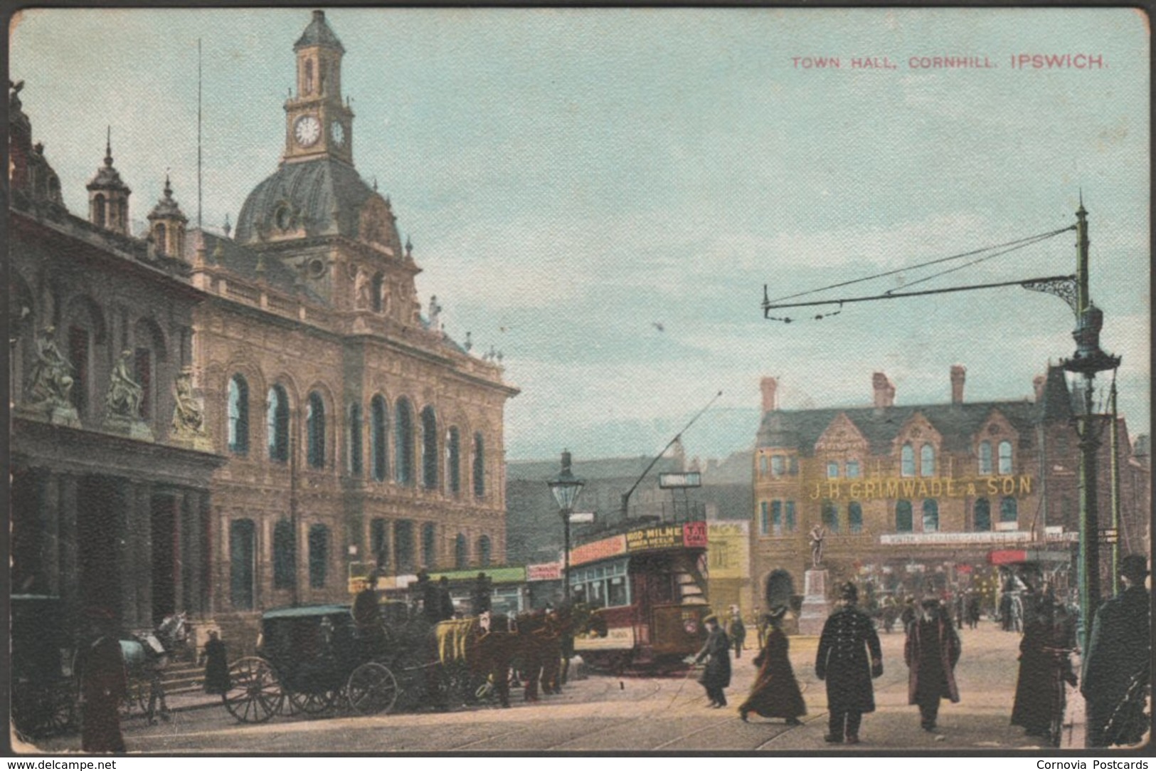 Town Hall, Cornhill, Ipswich, Suffolk, 1912 - Pickwick Series Postcard - Ipswich