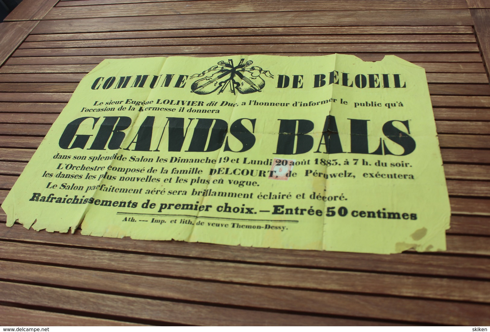 BELOEIL GRANDS BALS Le Sieur Eugene LOLIVIER Dit DUC  Dimanche 19 Lundi 20 Aout 1883 Kermesse  35cm/54cm - Affiches