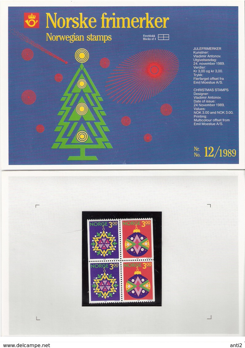 Norway Norge 1989 Christmas  Mi 1035-1036 X 2   MNH(**) In Folder - Neufs