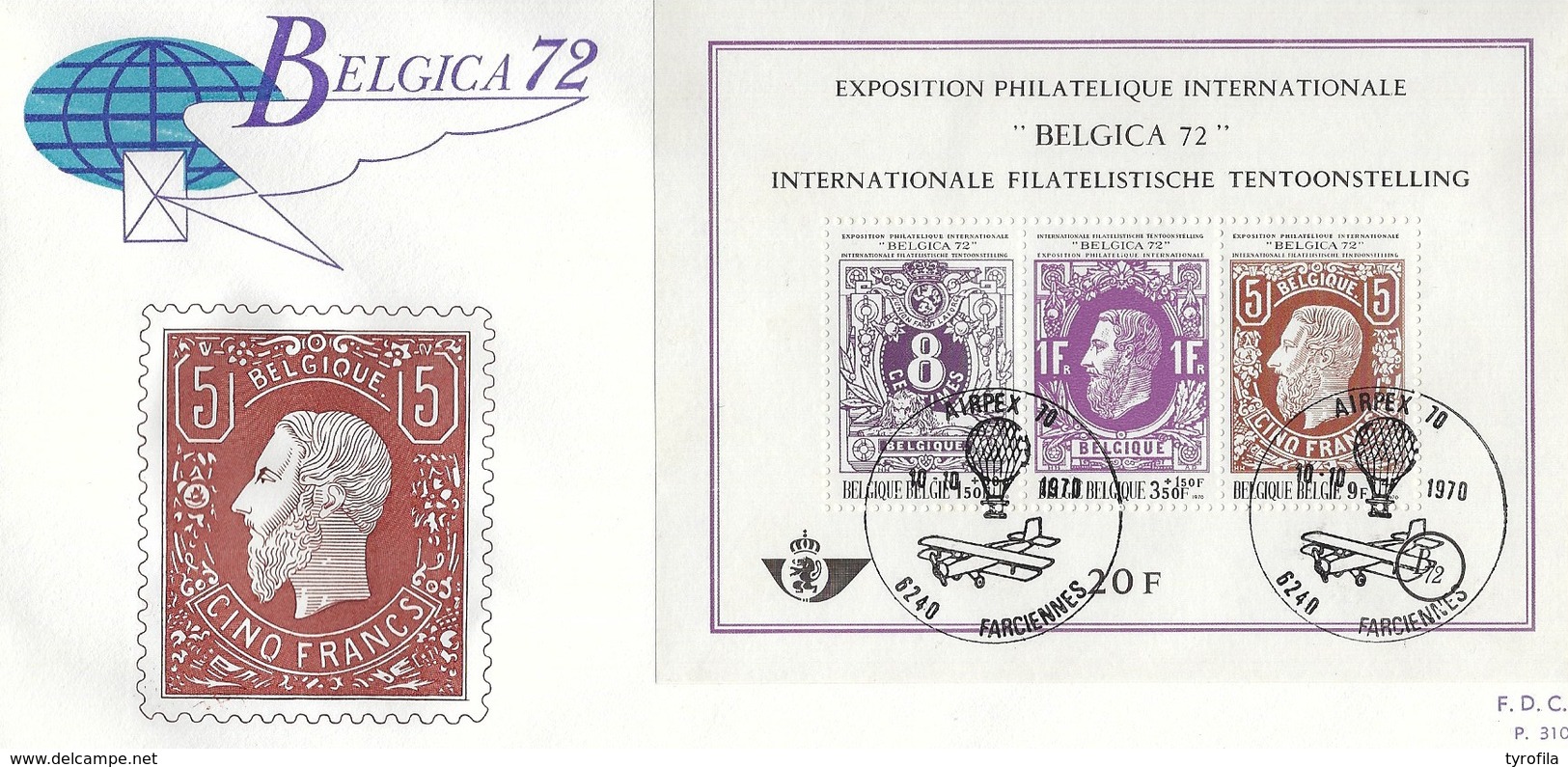 België O.B.C   FDC  Blok 48 (1551 / 1553)   Belgica 72   Farciennes - 1961-1970