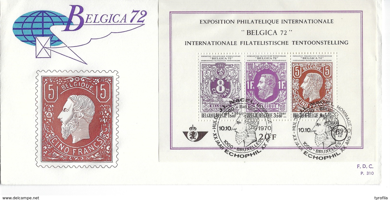 België O.B.C   FDC  Blok 48 (1551 / 1553)   Belgica 72   Brussel - Bruxelles - 1961-1970