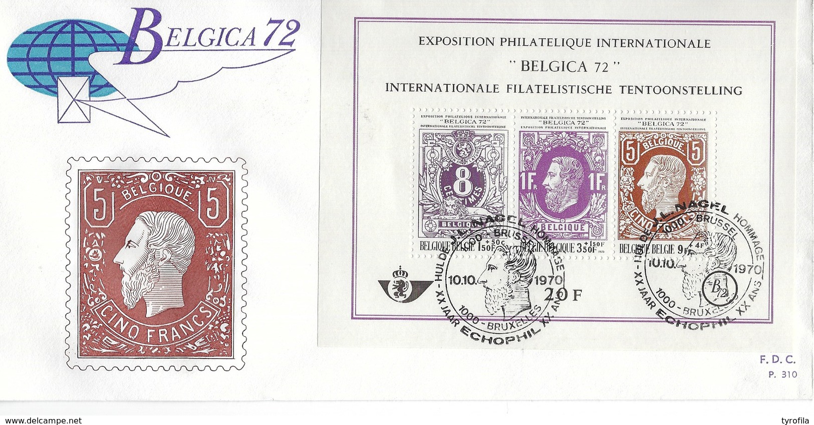 België O.B.C   FDC  Blok 48 (1551 / 1553)   Belgica 72   Brussel - Bruxelles - 1961-1970