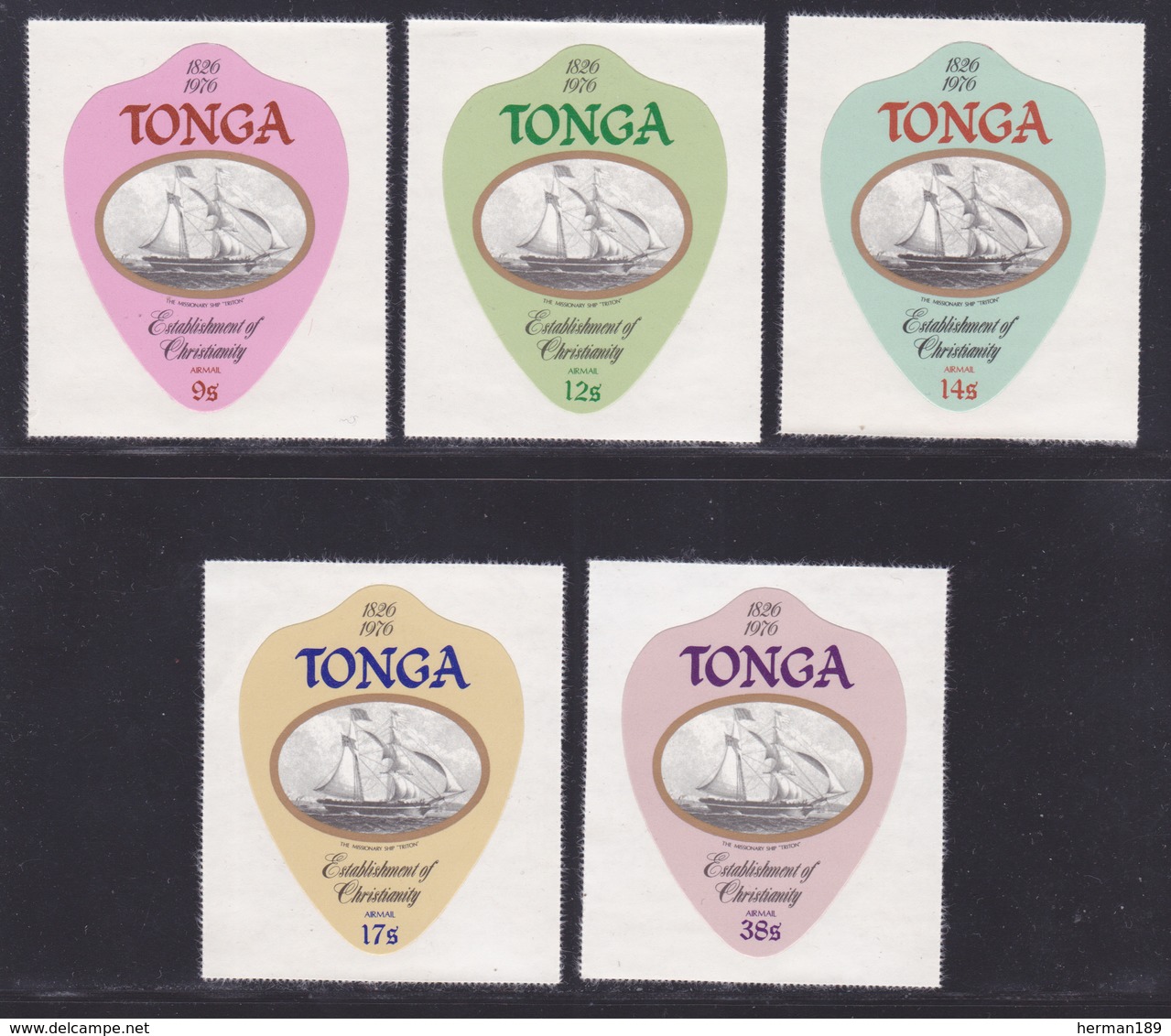 TONGA AERIENS N°  194 à 198 ** MNH Neufs Sans Charnière, TB (L1208) 150ème Anniversaire Du Christianisme Au Tonga  -1976 - Tonga (1970-...)