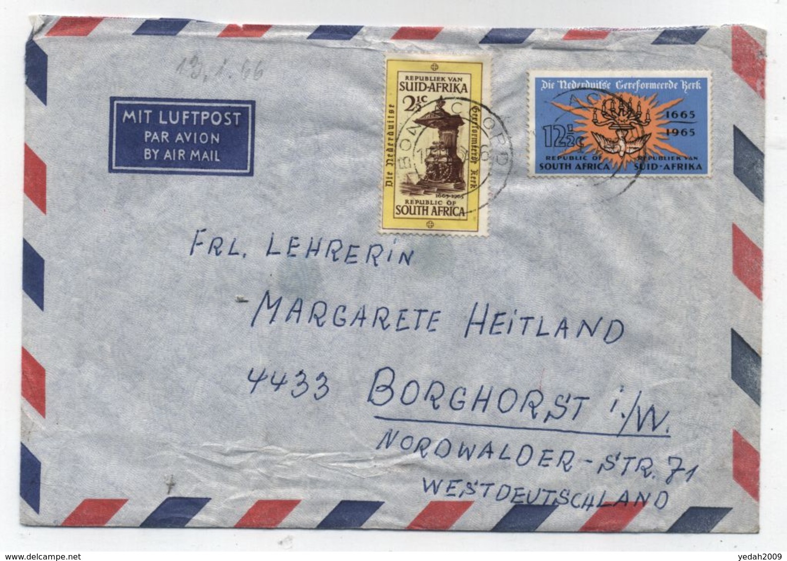 South Africa AIRMAIL COVER TO Germany 1966 - Covers & Documents