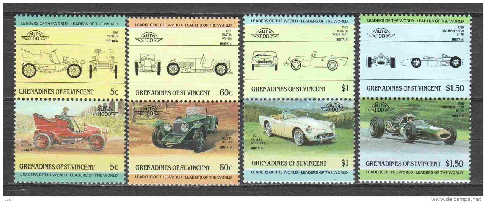 Grenadines Of St Vincent 1985 Mi 389-396 MNH CARS AUTO - Automobili