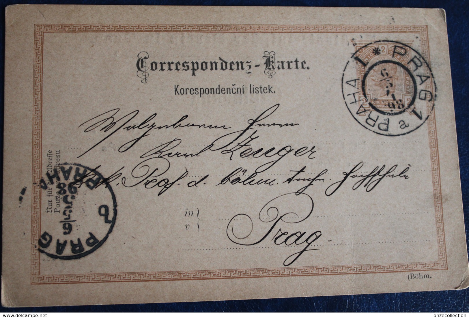 1898           ENTIER    POSTAL   DE  2   KR    DE  PRAGUE  POUR  PRAGUE    2   PHOTOS - ...-1918 Préphilatélie