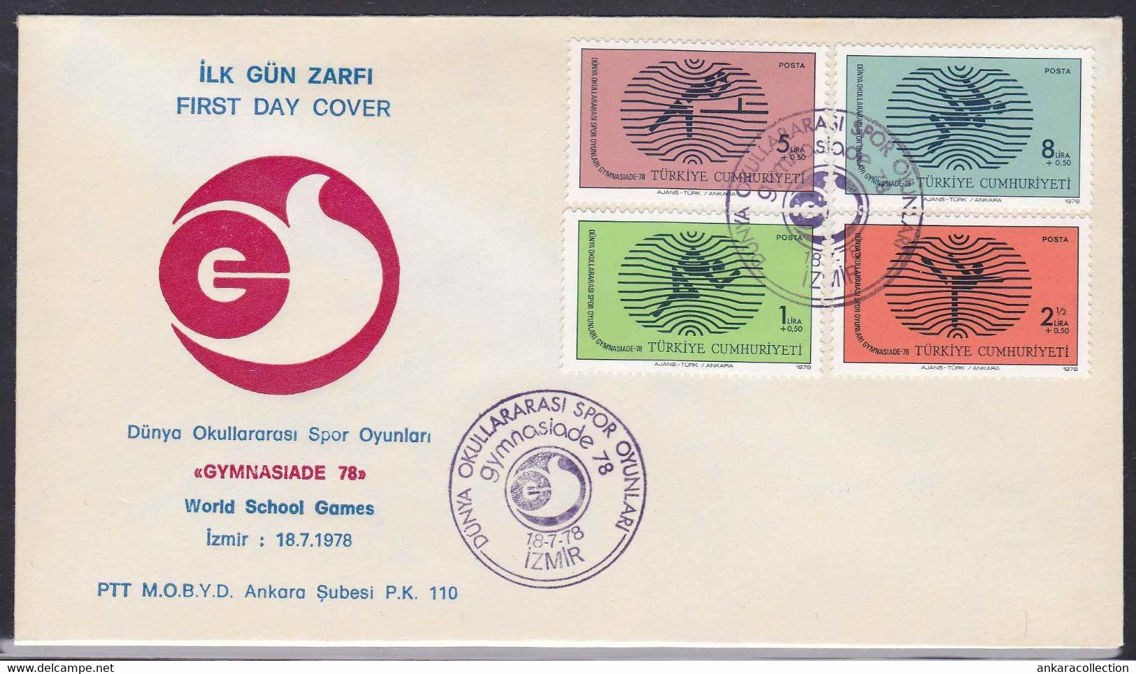 AC- TURKEY FDC - GYMNASIADE 78 WORLD SCHOOL GAMES IZMIR 18 JULY 1978 - FDC