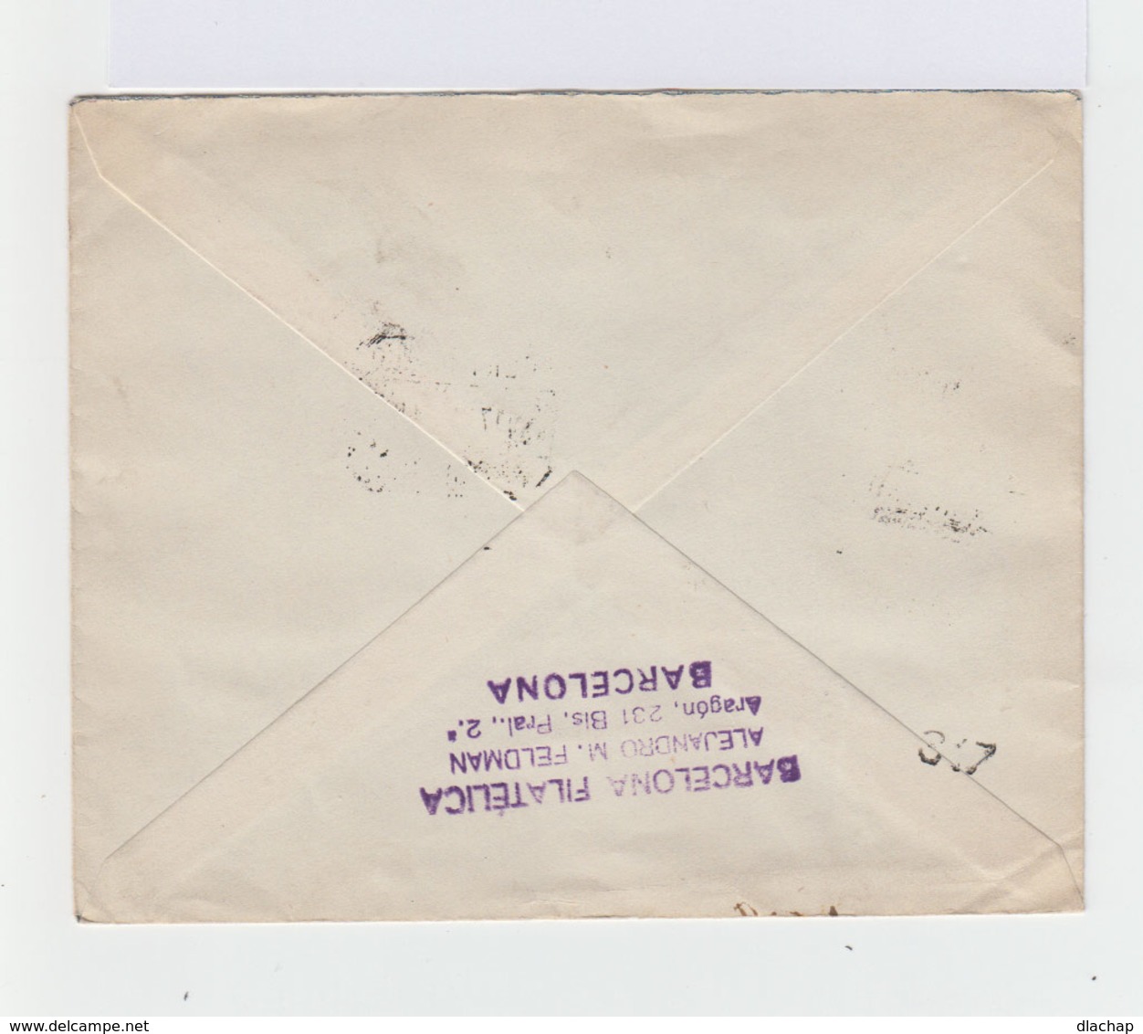 Sur Enveloppes Certificado Recommandée Six Timbres Espagne 1945 Dont Un 5 P. Outremer Correo Aero. (993) - Machines à Affranchir (EMA)