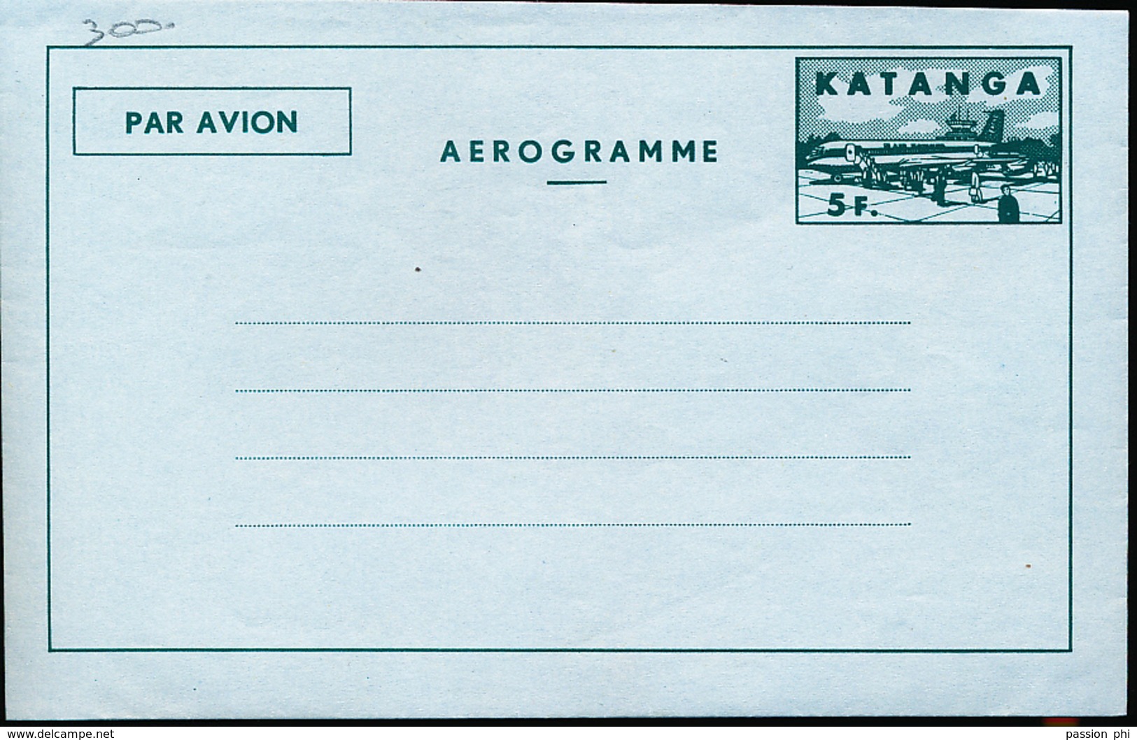 KATANGA 1962 ISSUE AIRLETTER STIBBE 3 UNUSED - Katanga