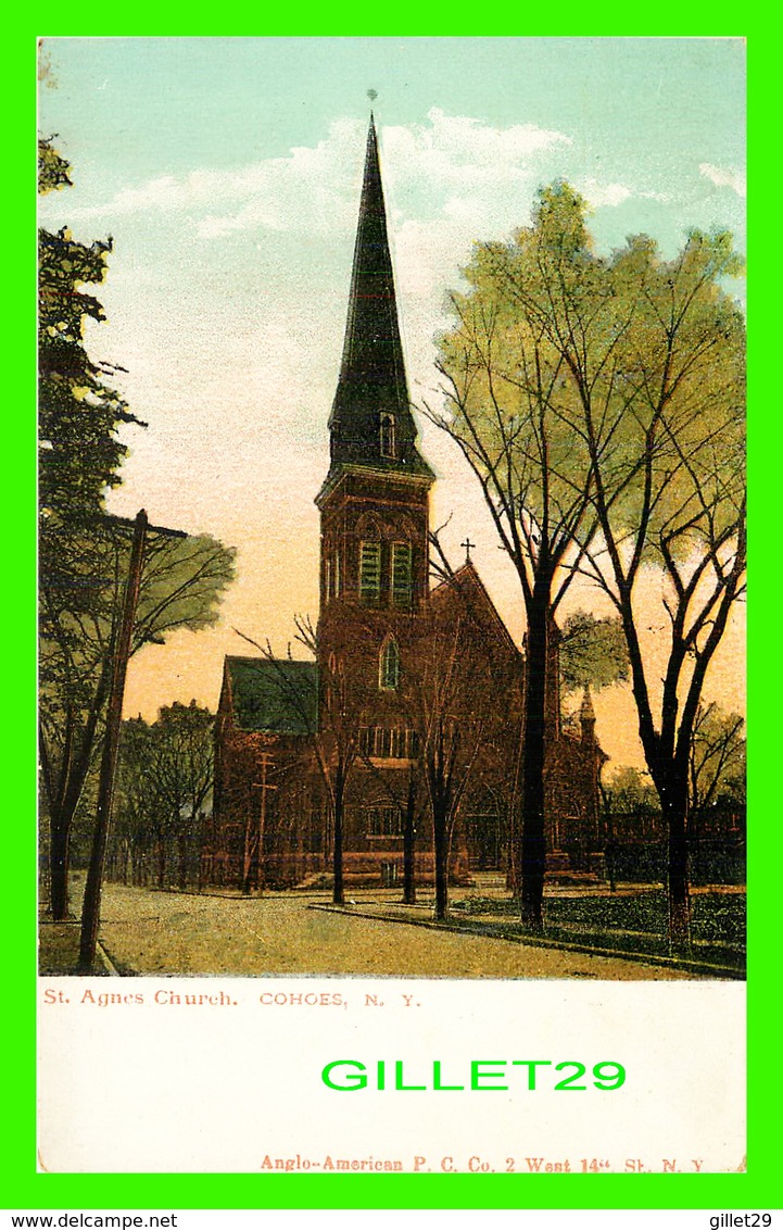 COHOES, NY - ST AGNES CHURCH - ANGLO-AMERICAN P. C. CO - UNDIVIDED BACK - - Autres & Non Classés