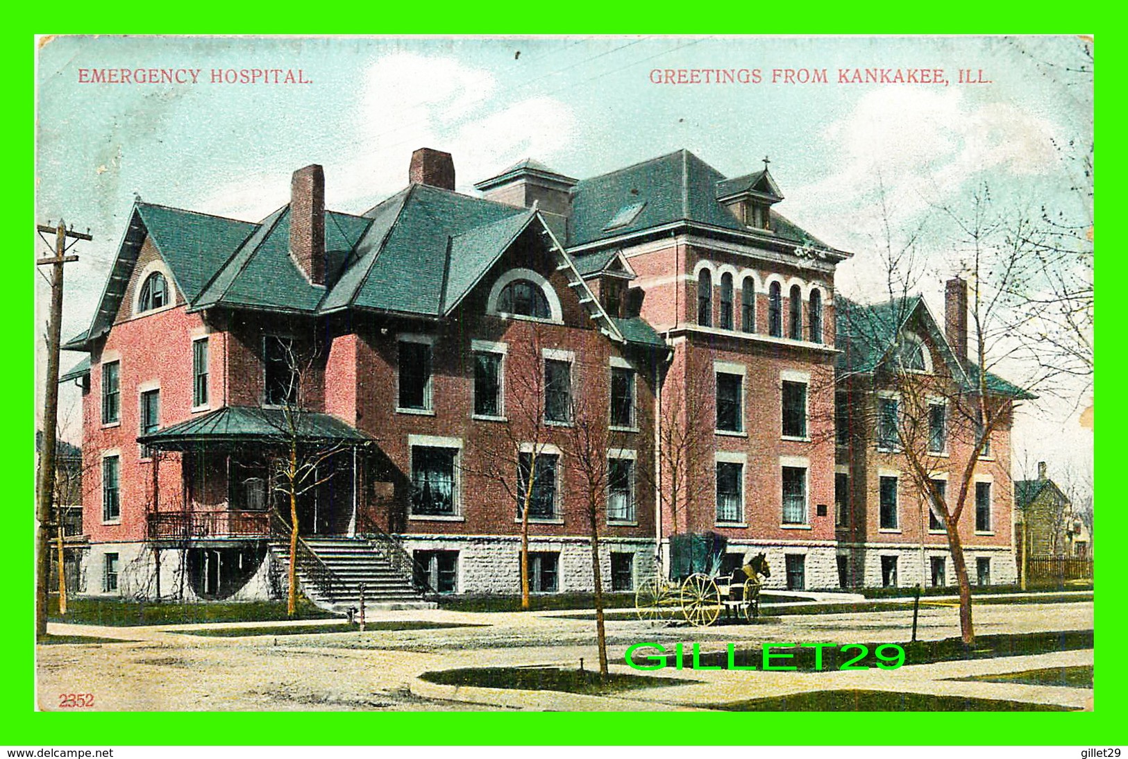 KANKAKEE, IL - EMERGENCY HOSPITAL - ANIMATED - TRAVEL IN 1907 -  A. C. BOSSELMAN & CO - - Autres & Non Classés