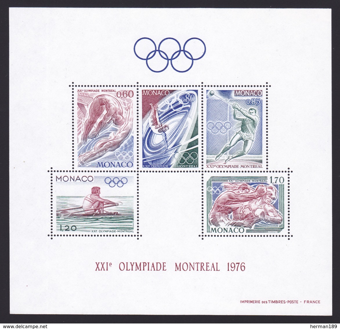 MONACO BLOC N°   11 ** MNH Neuf Sans Charnière, TB (CLR417) Jeux Olympiques De Montréal - 1976 - Blocs