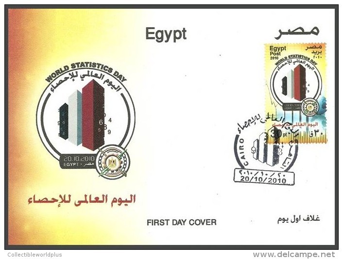 EGYPT 2010 FDC / FIRST DAY COVER WORLD STATISTICS DAY - Covers & Documents