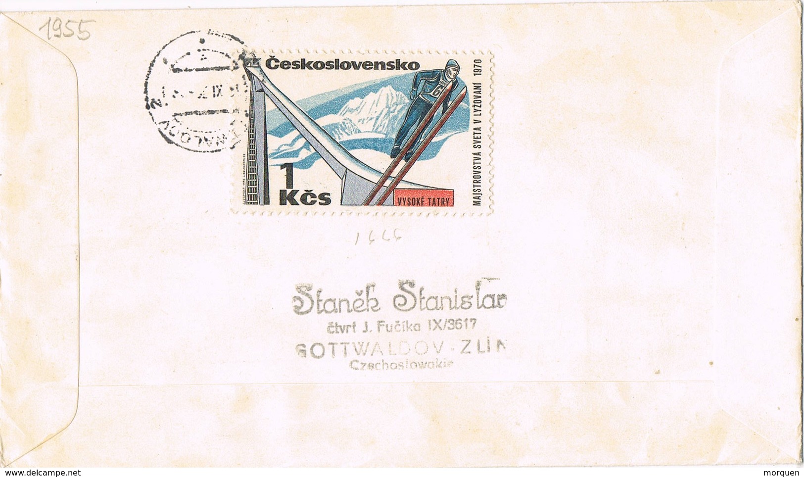 31057. Carta GOTTWALDOV (Checoslovaquia) 1970. Fechador BRATISLAVA, Al Dorso Complementario - Cartas & Documentos
