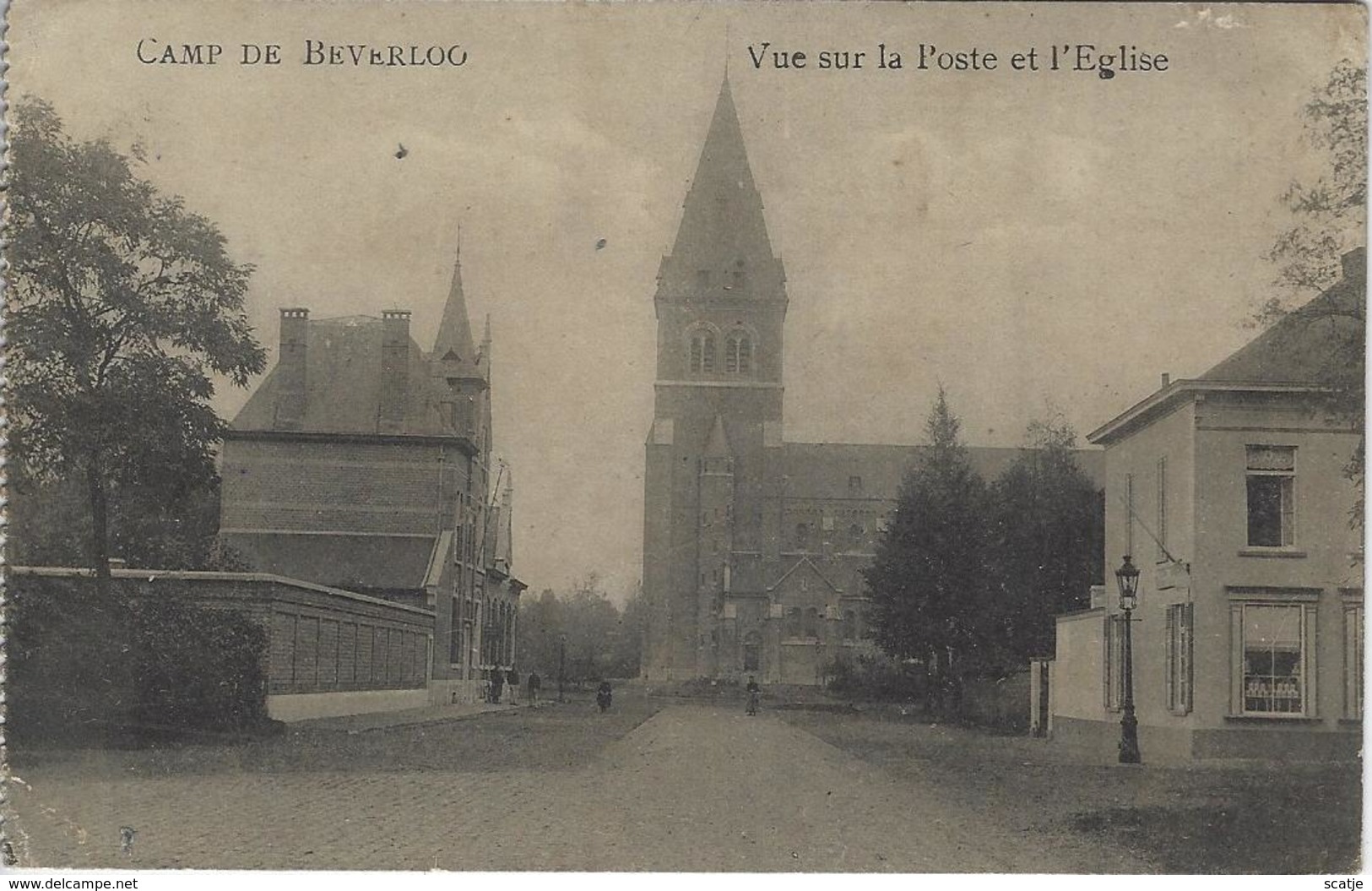 Beverloo   -   Camp De Beverloo.  -  Vue Sur La Poste Et L'Eglise.    -  1916   Naar   Kippenhausen - Post Hagenau - Guerra 1914-18