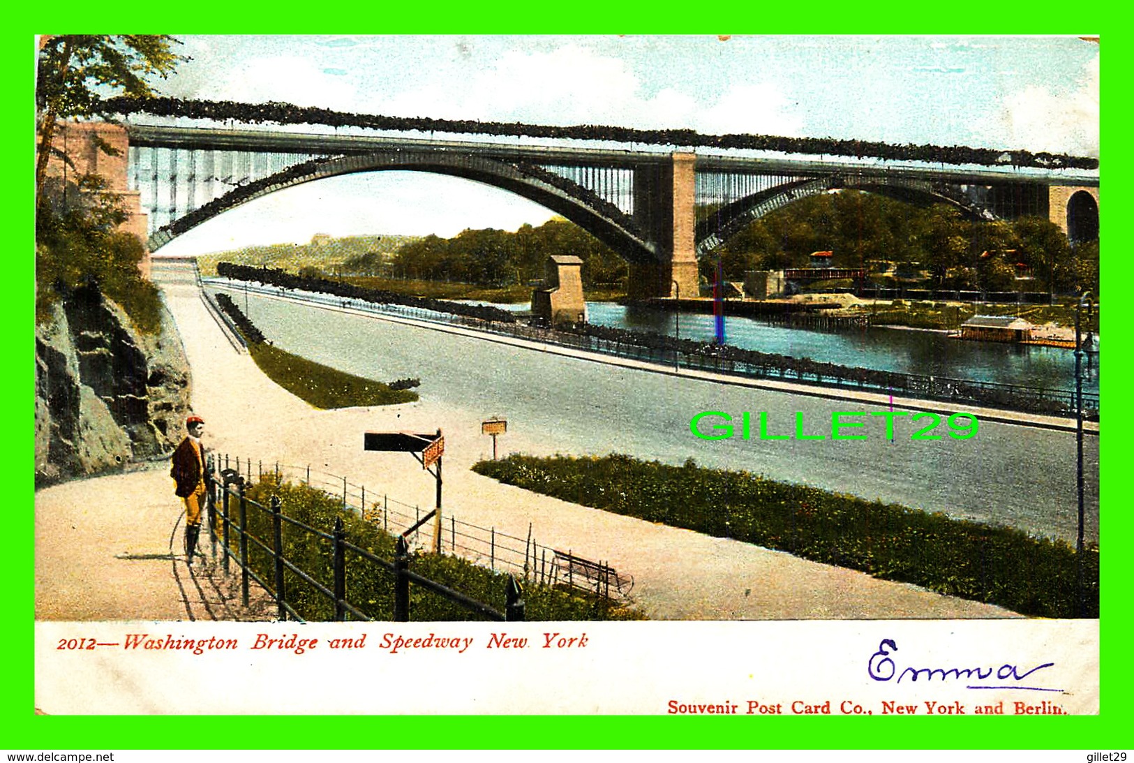 NEW YORK CITY, NY - WASHINGTON BRIDGE & SPEEDWAY - ANIMATED - SPARKLES - WRITTEN IN 1906 - SOUVENIR POST CARD CO - - Puentes Y Túneles