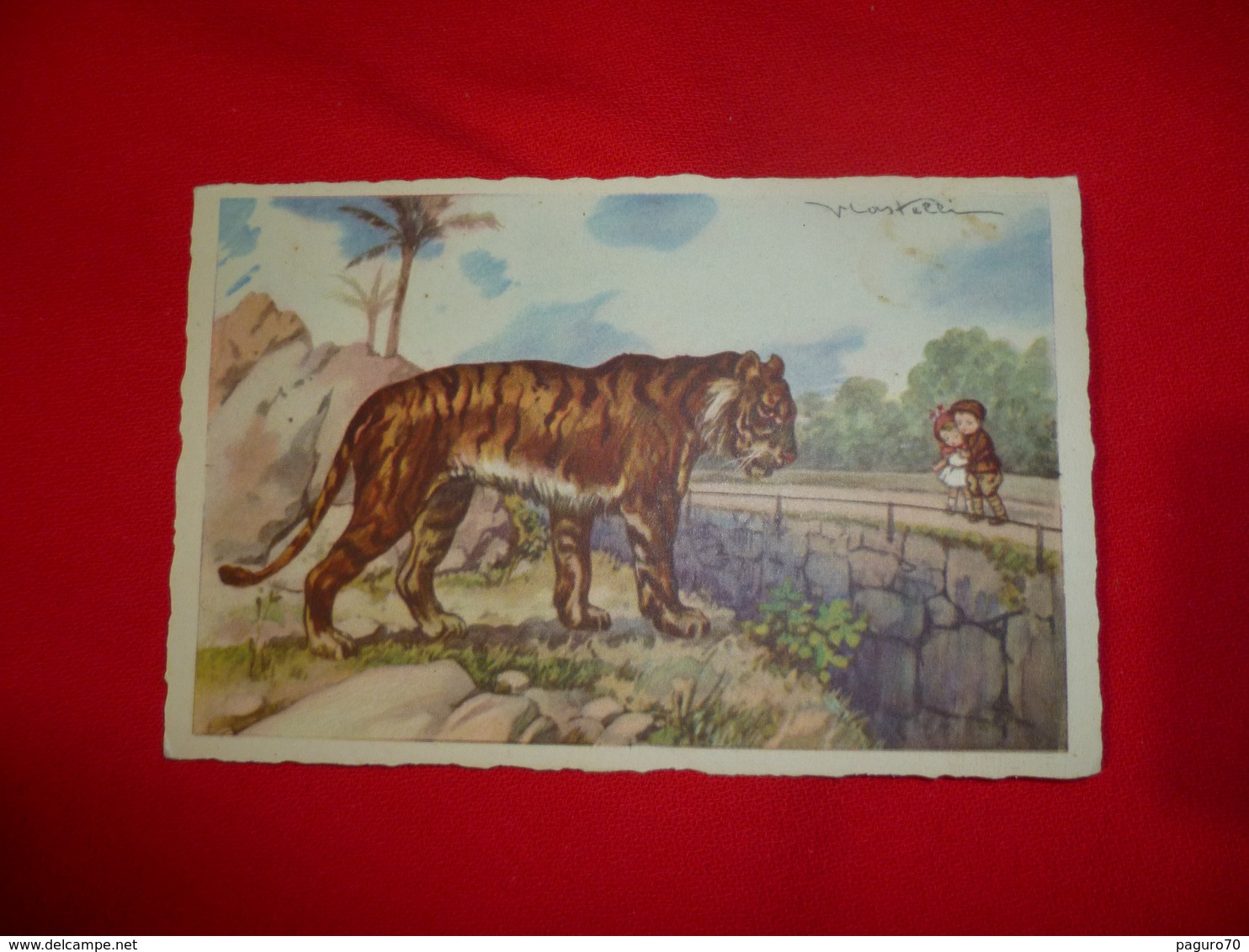 Cartolina  Illustrata Da Castelli Tigre Zoo Bambini - Castelli