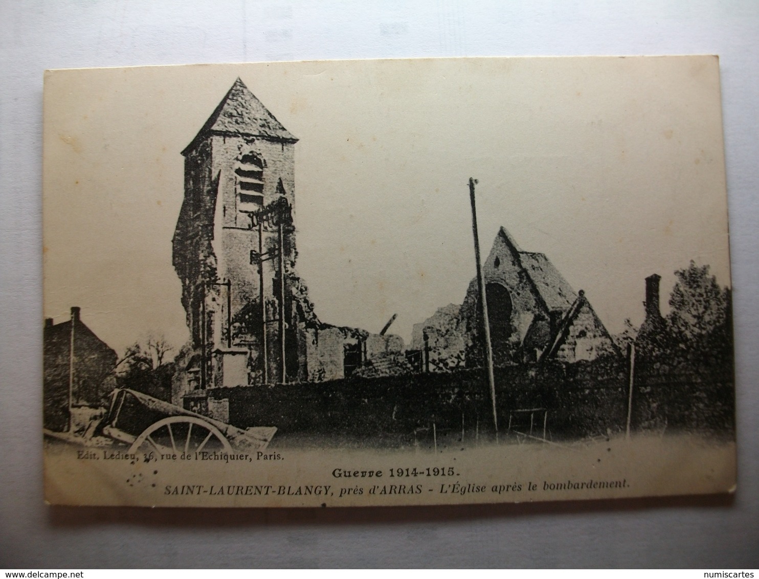 Carte Postale Saint Laurent Blangy (62)  Près D'Arras - L'Eglise Après Bombardement -Guerre 1914-15 - Saint Laurent Blangy