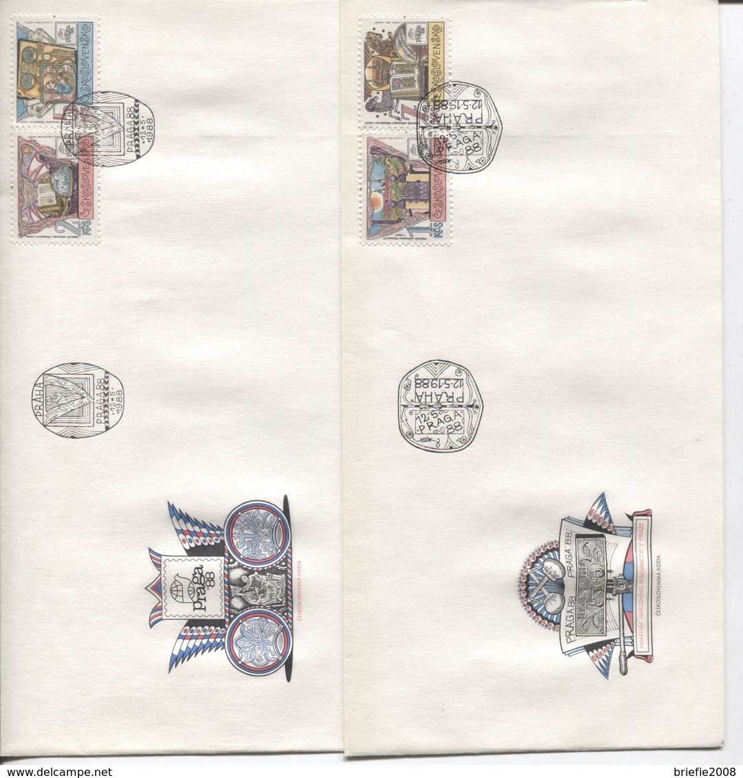 CSSR # 2957-60 FDC. Nationalbibliothek Kloster Strahov Globus Buch Initiale. Ersttagssonderstempel - FDC