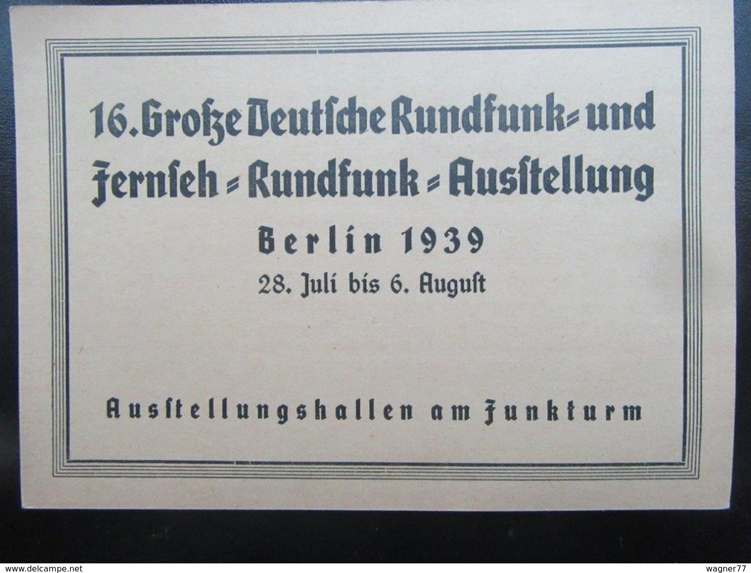 Händler Dauerkarte Deutsche Rundfunk- Und Fernseh Ausstellung Berlin 1939 - Briefe U. Dokumente