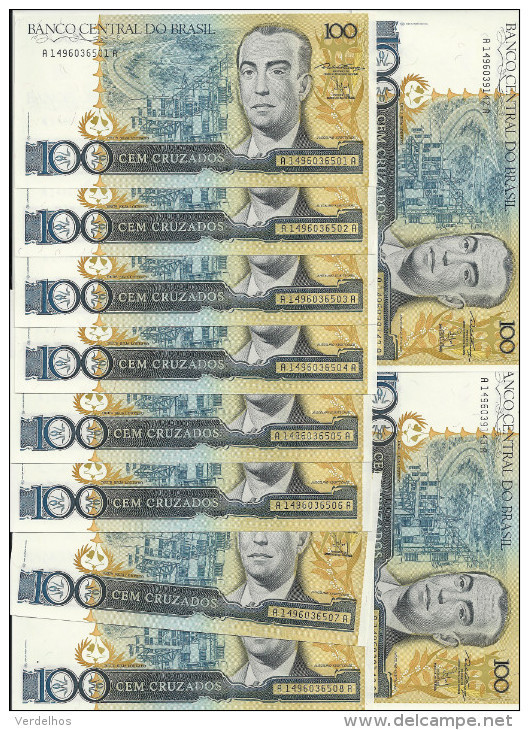 BRESIL 100 CRUZADOS  ND1986-88  UNC P 211 B ( 10 Billets ) - Brésil