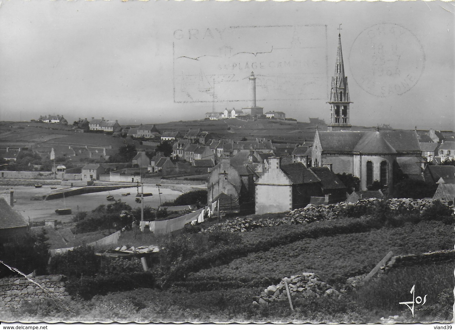 Ile De Batz - Vue Générale De L'ile église Paroissiale, Port Et Phare - Ile-de-Batz