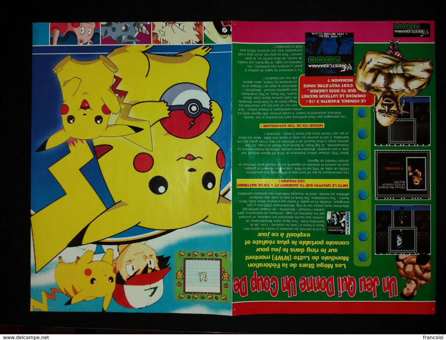 Pokémon, Pikachu Et Sacha (recto) Et Publicité Pour Le Jeu Vidéo Wrestlemania (verso). - Affiches