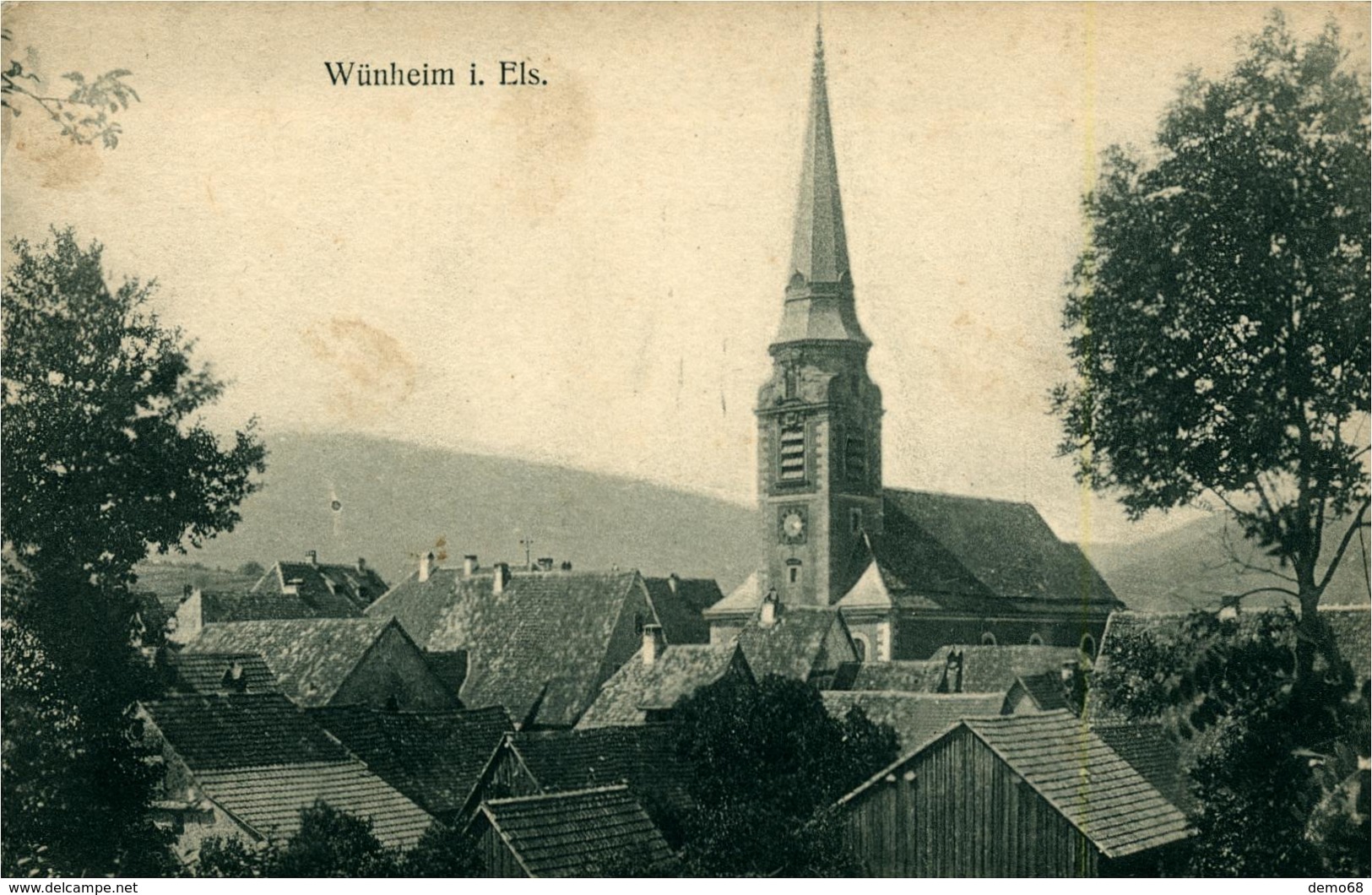 WUENHEIM CP CPA 68 Haut Rhin  Vue Générale Avec L'église - Autres & Non Classés