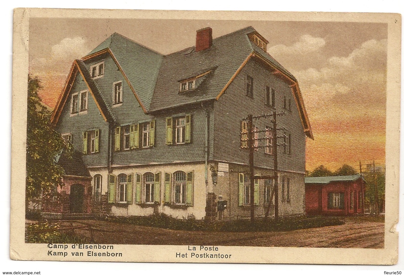 Camp D'ELSENBORN - La Poste / Kamp Van ELSENBORN - Het Postkantor. Colorisée. - Bütgenbach