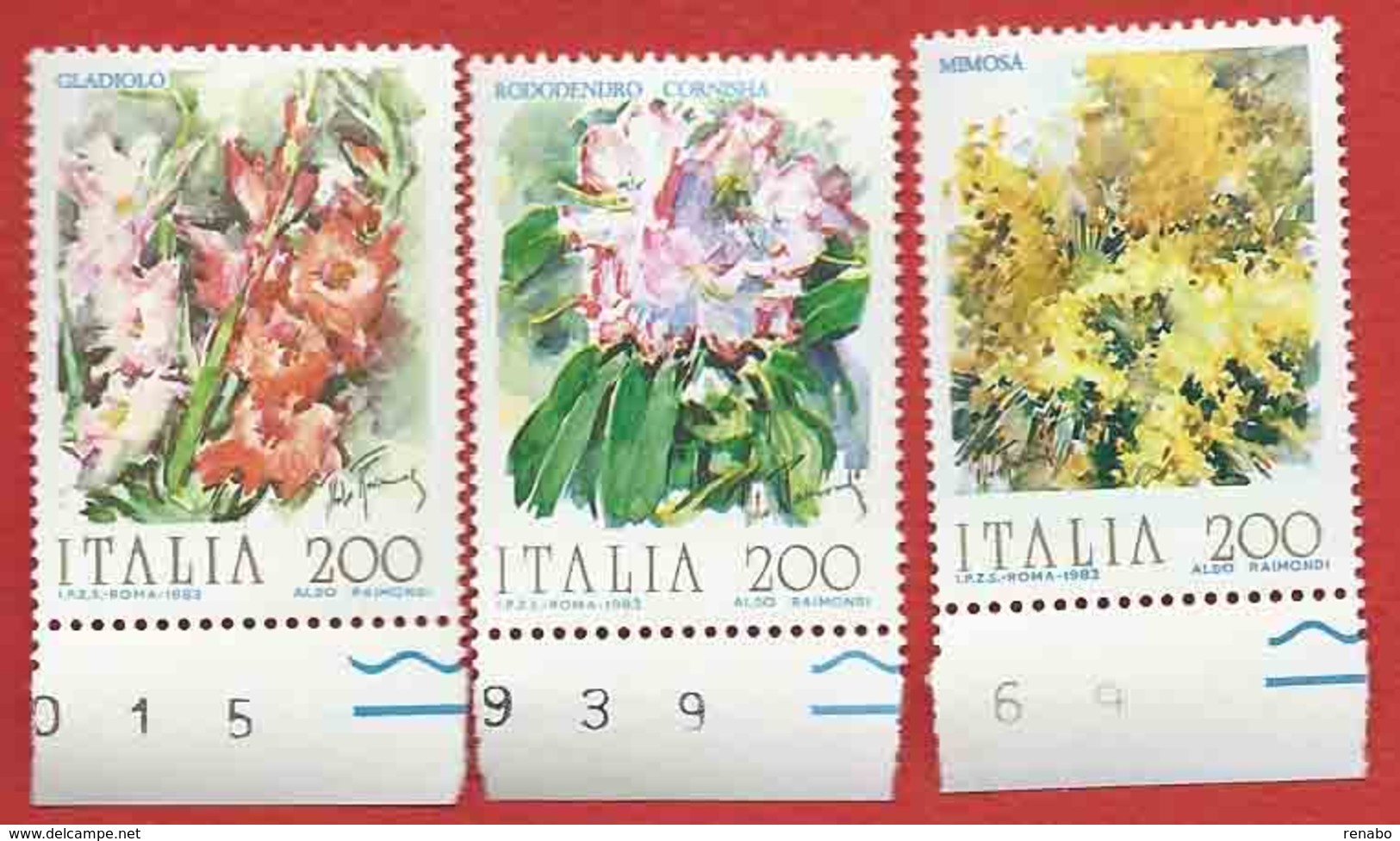 Italia 1983; Fiori D' Italia , 3° Serie.Serie Completa, Francobolli Di Bordo Inferiore. - 1981-90:  Nuovi