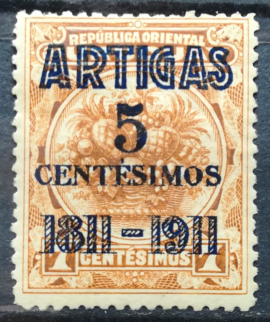 1911 URUGUAY MNH Overprint ARTIGAS Centenary Of The Battle Of Las Piedras - Uruguay