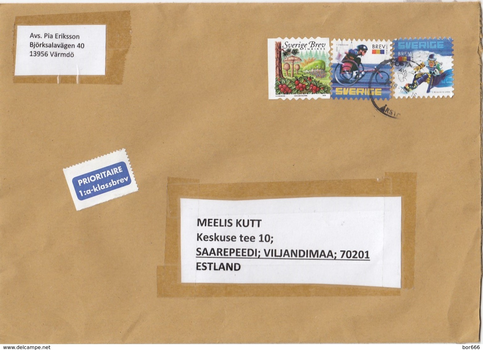 GOOD SWEDEN Postal Cover To ESTONIA 2016 - Good Stamped: Mushroom ; Sport - Covers & Documents