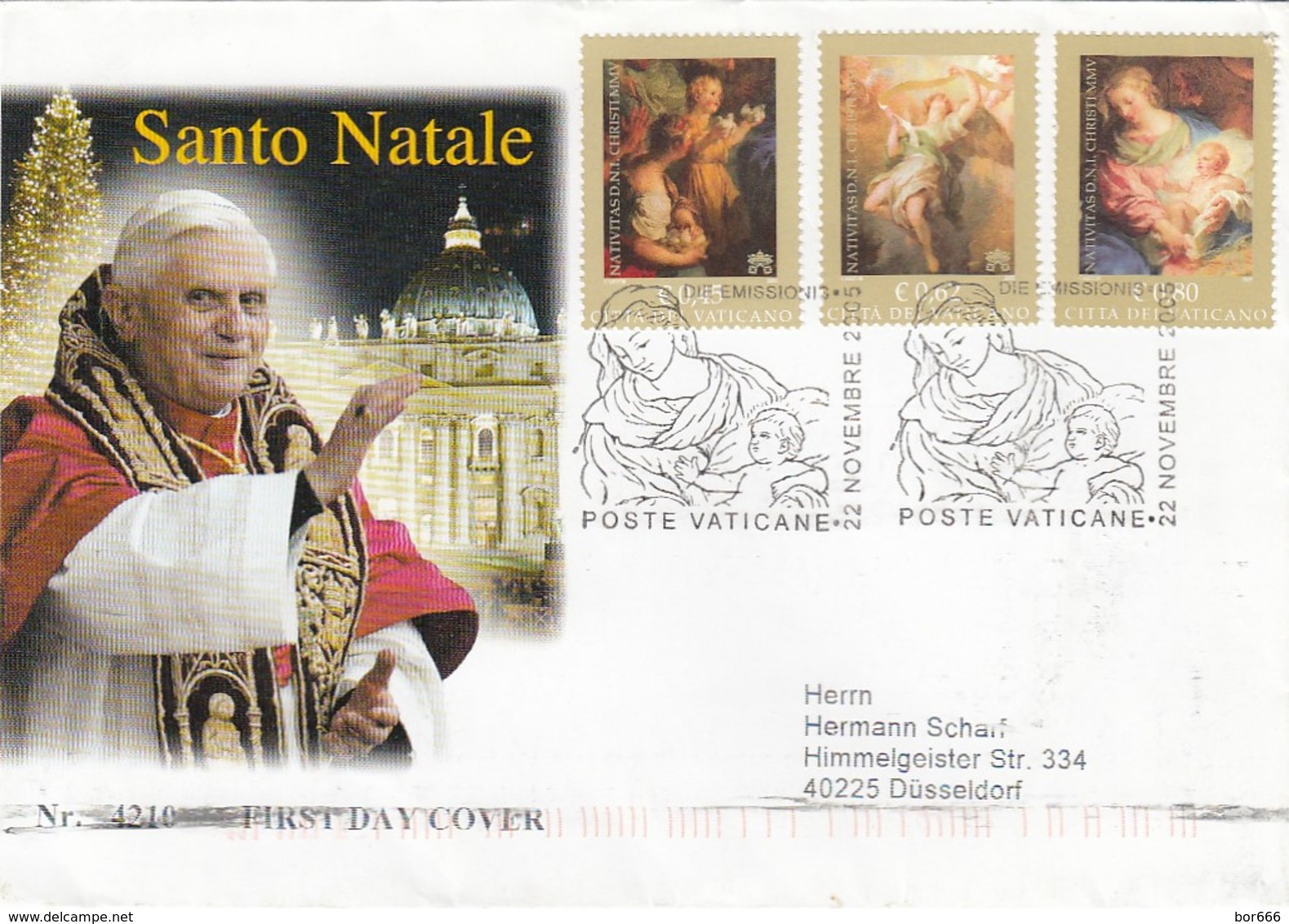 GOOD VATICAN FDC 2005 To GERMANY - Christmas - FDC