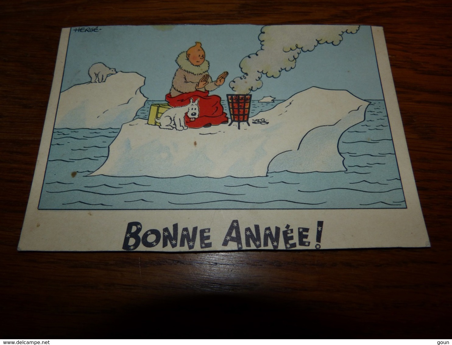 Rare Ancienne Cpa Tintin Série Neige Bonne Année Kuifje Voyagée - Comics