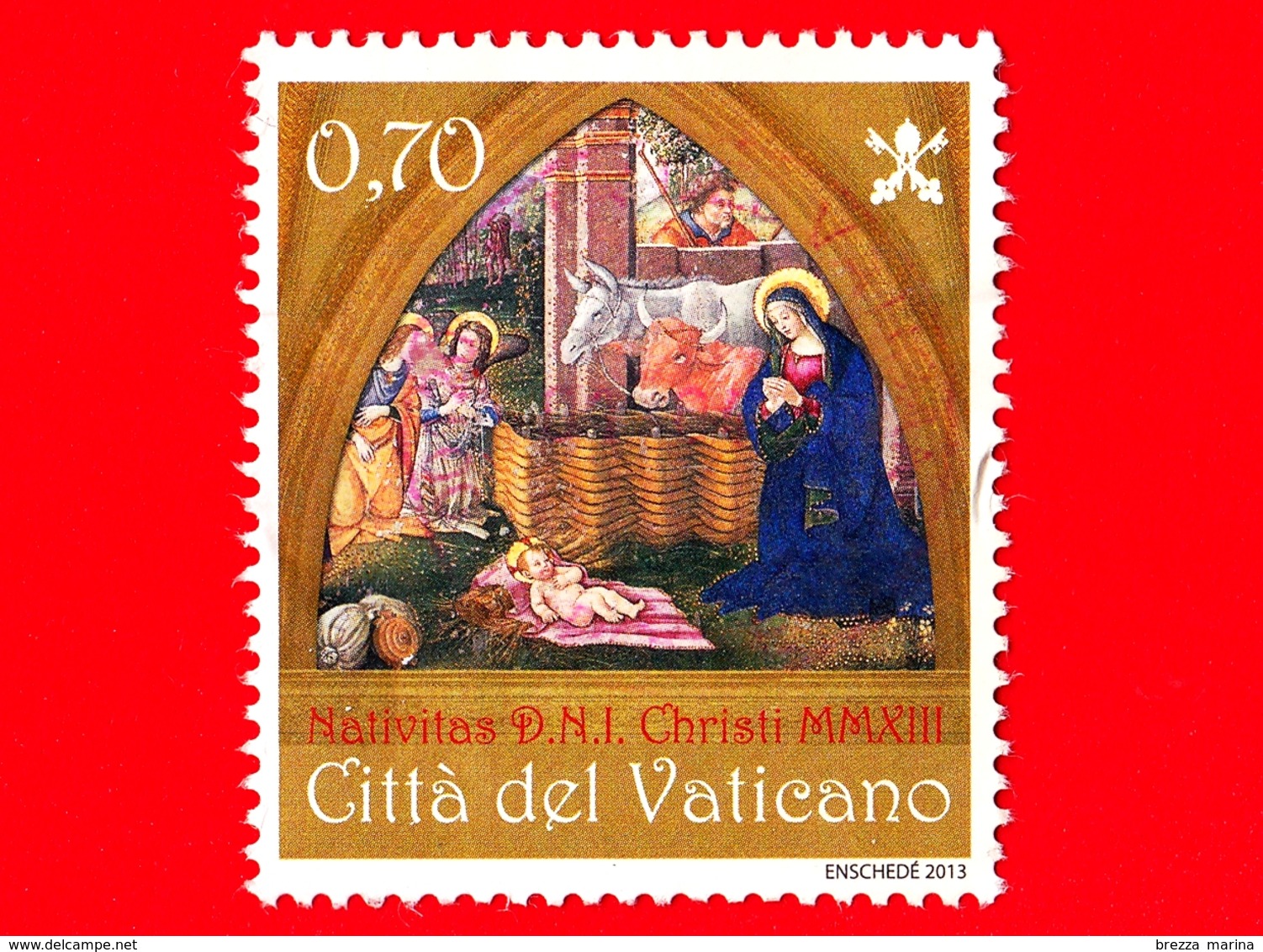 VATICANO - Usato - 2013 - Natale - Christmas - Noel - Navidad - Natività, Opera Del Pinturicchio - 0,70 - Oblitérés